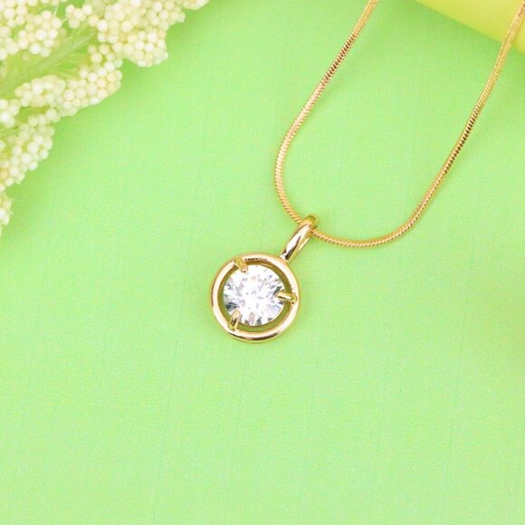 "Classic White Round Pendant with Gold Plated Frame – Elegant Shine, XPPT1707 - Picture 12 of 13